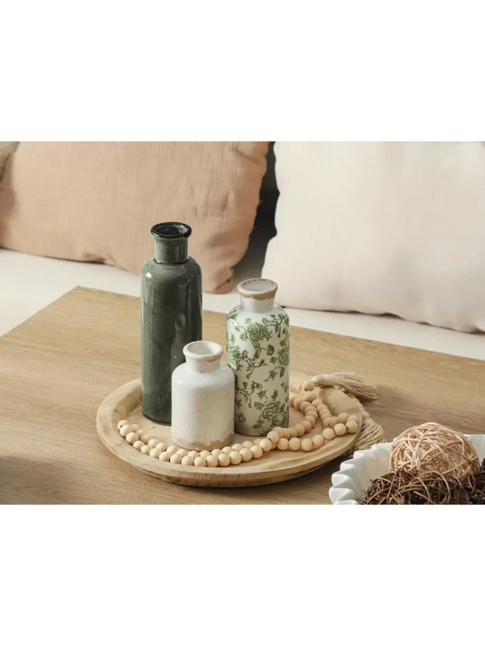 Chic Vintage Ceramic Vase Set of 3 - Retro Floral Home Decor for Living Room